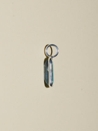 Grasshopper Fluroite Emerald Cut Charm in Sterling Silver