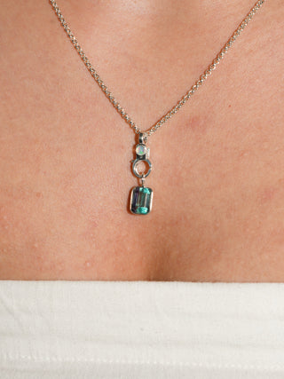 Gravitational Pull Fluorite Emerald Cut Charm in Sterling Silver