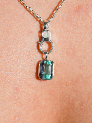 Gravitational Pull Fluorite Emerald Cut Charm in Sterling Silver