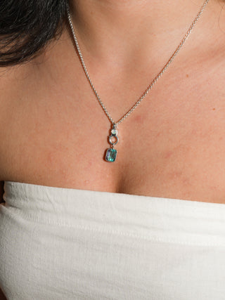 Gravitational Pull Fluorite Emerald Cut Charm in Sterling Silver
