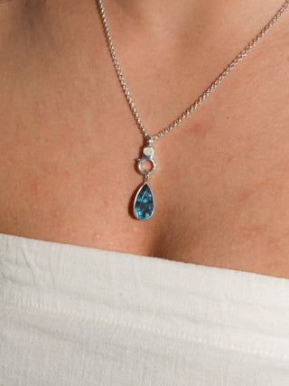 Celestial Fluorite Teardrop Cut Charm in Sterling Silver