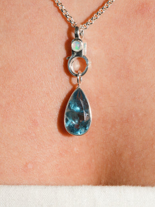 Celestial Fluorite Teardrop Cut Charm in Sterling Silver