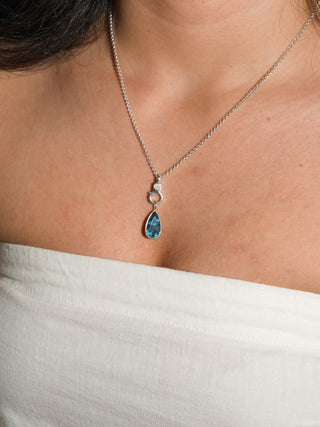 Celestial Fluorite Teardrop Cut Charm in Sterling Silver
