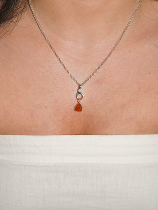 Enigma Fire Opal Trillion Cut Charm in Sterling Silver