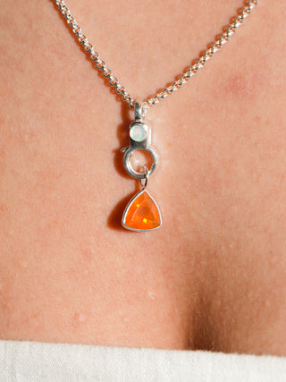 Enigma Fire Opal Trillion Cut Charm in Sterling Silver