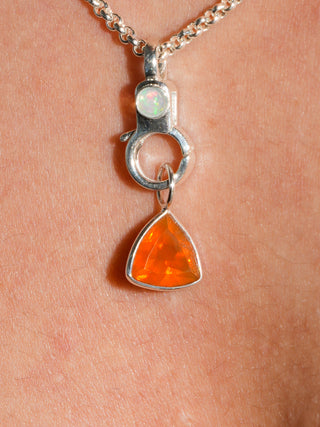 Enigma Fire Opal Trillion Cut Charm in Sterling Silver