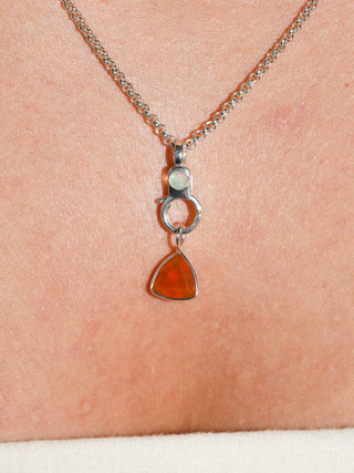 Enigma Fire Opal Trillion Cut Charm in Sterling Silver
