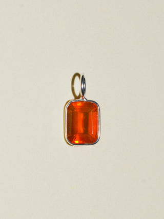 Sun Lust Fire Opal Emerald Cut Charm in Sterling Silver