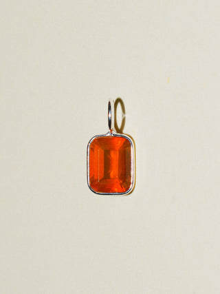 Sun Lust Fire Opal Emerald Cut Charm in Sterling Silver