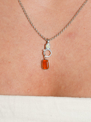 Sun Lust Fire Opal Emerald Cut Charm in Sterling Silver