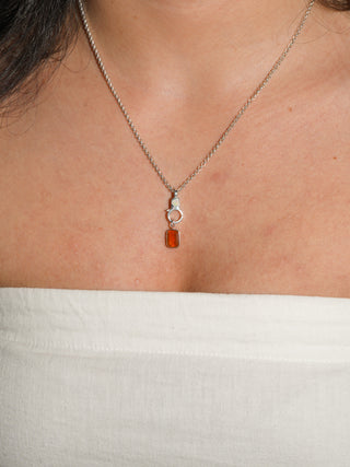 Sun Lust Fire Opal Emerald Cut Charm in Sterling Silver