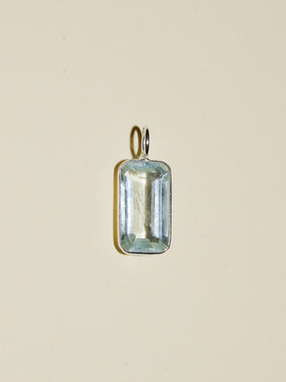 DND Aquamarine Emerald Cut Charm in Sterling Silver