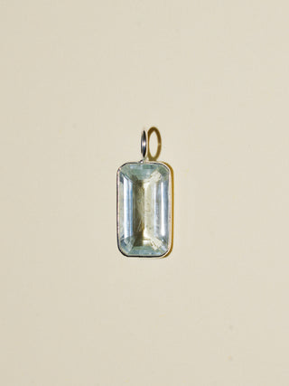 DND Aquamarine Emerald Cut Charm in Sterling Silver