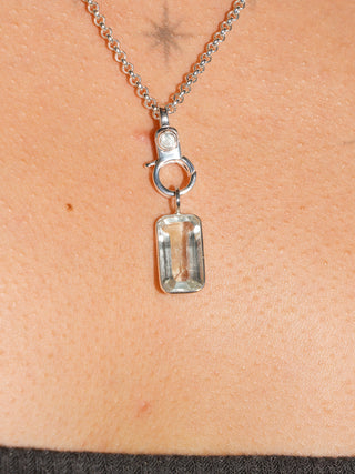 DND Aquamarine Emerald Cut Charm in Sterling Silver