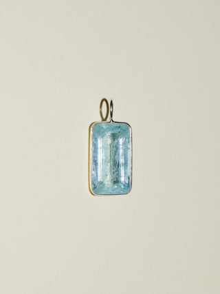 Above the Waves Aquamarine Emerald Cut Charm in Sterling Silver