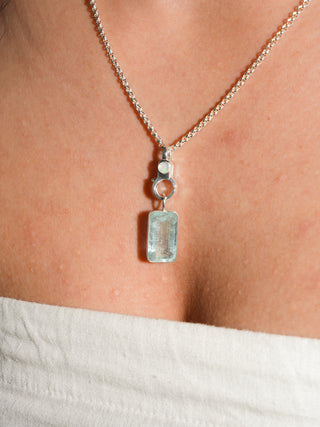 Above the Waves Aquamarine Emerald Cut Charm in Sterling Silver