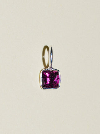 A Little Secret Garnet Square Cut Charm in Sterling Silver