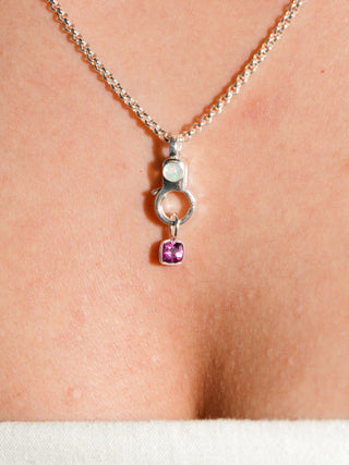 A Little Secret Garnet Square Cut Charm in Sterling Silver