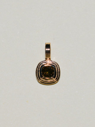 Limewash Yellow Green Diamond Triple Cushion Cut Charm in Yellow 14k Gold