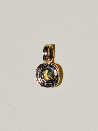Limewash Yellow Green Diamond Triple Cushion Cut Charm in Yellow 14k Gold