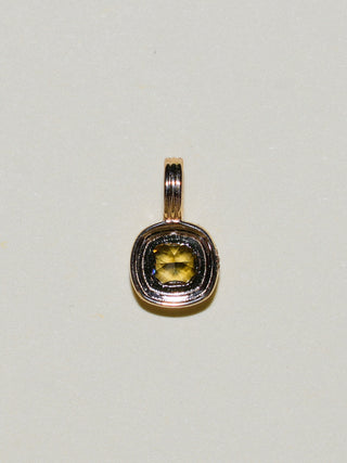 Limewash Yellow Green Diamond Triple Cushion Cut Charm in Yellow 14k Gold
