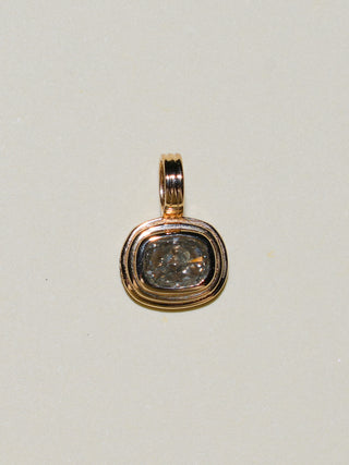 SnowBird Gray Diamond Triple East West Cushion Cut Charm in Yellow 14k Gold