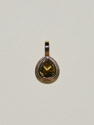 Hazel Eyes Brown Diamond Triple Teardrop Cut Charm in Yellow 14k Gold