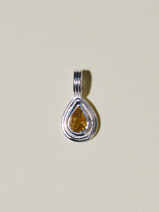Raining Gold Yellow Diamond Triple Teardrop Cut Charm in Sterling Silver