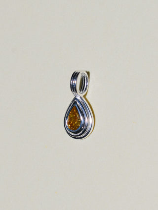 Raining Gold Yellow Diamond Triple Teardrop Cut Charm in Sterling Silver