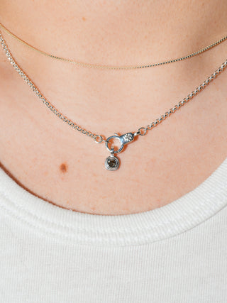 Heigh! Gray Diamond Triple Cushion Cut Charm in Sterling Silver