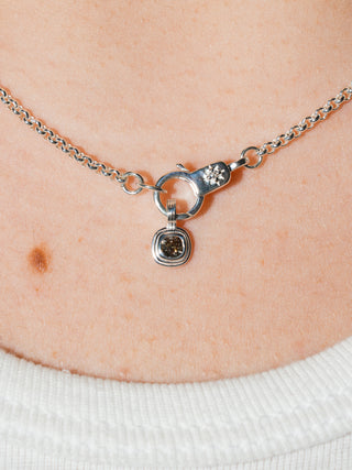 Heigh! Gray Diamond Triple Cushion Cut Charm in Sterling Silver