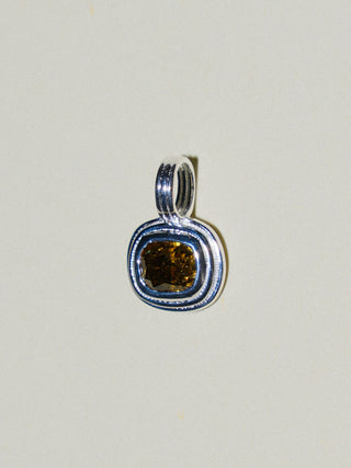 Swan Song Brown Diamond Triple East West Cushion Cut Charm in Sterling Silver