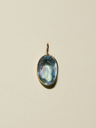 Sunset Swim Fluorite Oval Cut Charm in Yellow 14k Gold