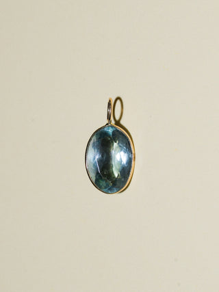 Sunset Swim Fluorite Oval Cut Charm in Yellow 14k Gold