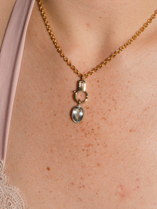 Sunset Swim Fluorite Oval Cut Charm in Yellow 14k Gold