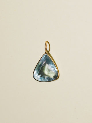 Pine Cay Fluorite Teardrop Cut Charm in Yellow 14k Gold
