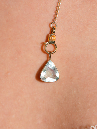 Pine Cay Fluorite Teardrop Cut Charm in Yellow 14k Gold