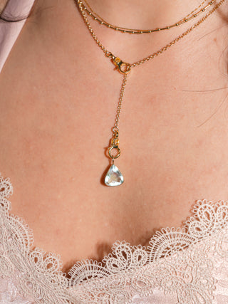 Pine Cay Fluorite Teardrop Cut Charm in Yellow 14k Gold