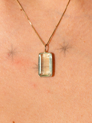 Tidepool Fluorite Emerald Cut Charm in Yellow 14k Gold