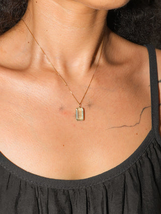 Tidepool Fluorite Emerald Cut Charm in Yellow 14k Gold