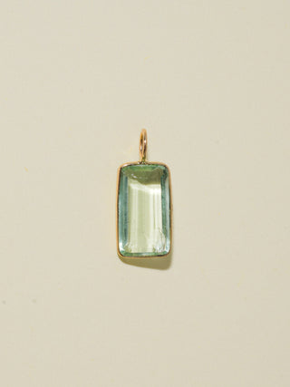 Tidepool Fluorite Emerald Cut Charm in Yellow 14k Gold
