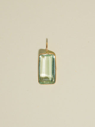 Tidepool Fluorite Emerald Cut Charm in Yellow 14k Gold