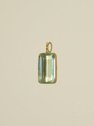 Tidepool Fluorite Emerald Cut Charm in Yellow 14k Gold