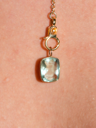 Smeralda Fluorite Cushion Cut Charm in Yellow 14k Gold