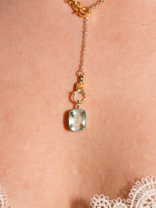 Smeralda Fluorite Cushion Cut Charm in Yellow 14k Gold