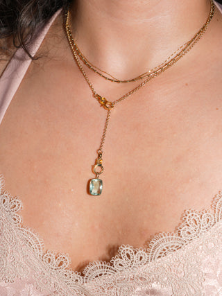 Smeralda Fluorite Cushion Cut Charm in Yellow 14k Gold