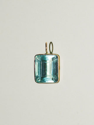 St Beach Fluorite Emerald Cut Charm in Yellow 14k Gold