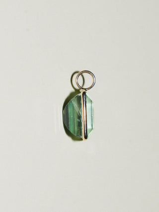 St Beach Fluorite Emerald Cut Charm in Yellow 14k Gold
