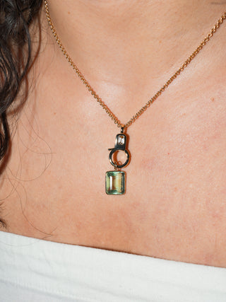St Beach Fluorite Emerald Cut Charm in Yellow 14k Gold
