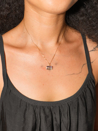 Beachcomber Fluorite East West Emerald Cut Charm in Yellow 14k Gold